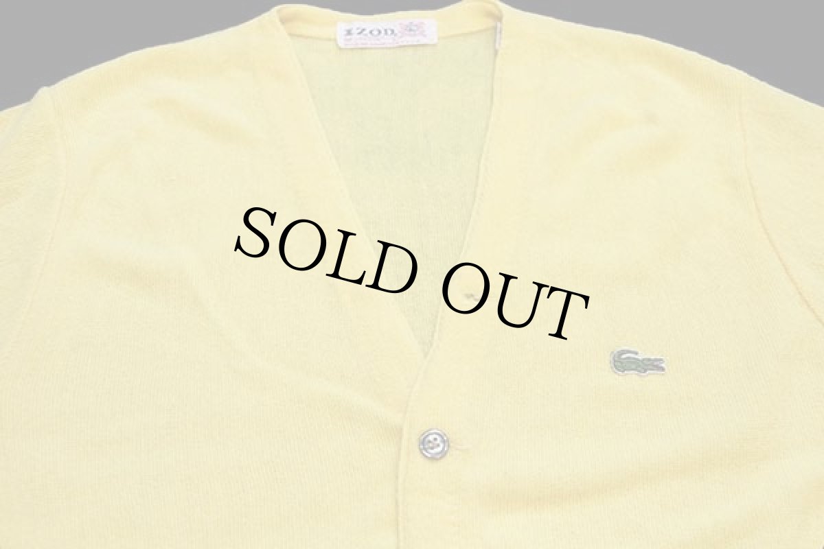 画像3: 70s USA製 IZOD OF LONDON ワンポイント パール編み アクリルニット カーディガン 黄 S★LACOSTEラコステ (3)