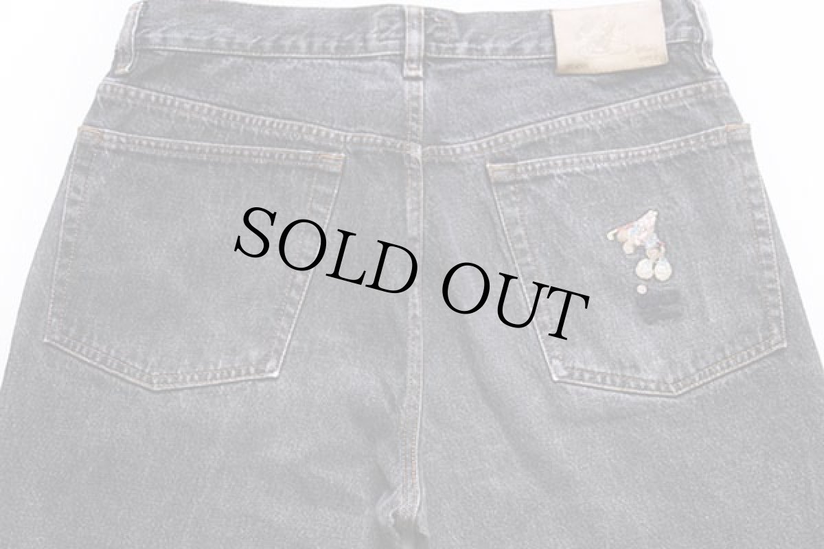 画像5: 90s イタリア製 Disneyディズニー GOLF ミッキー マウス 刺繍 先染め ブラック デニムパンツ 52 (5)