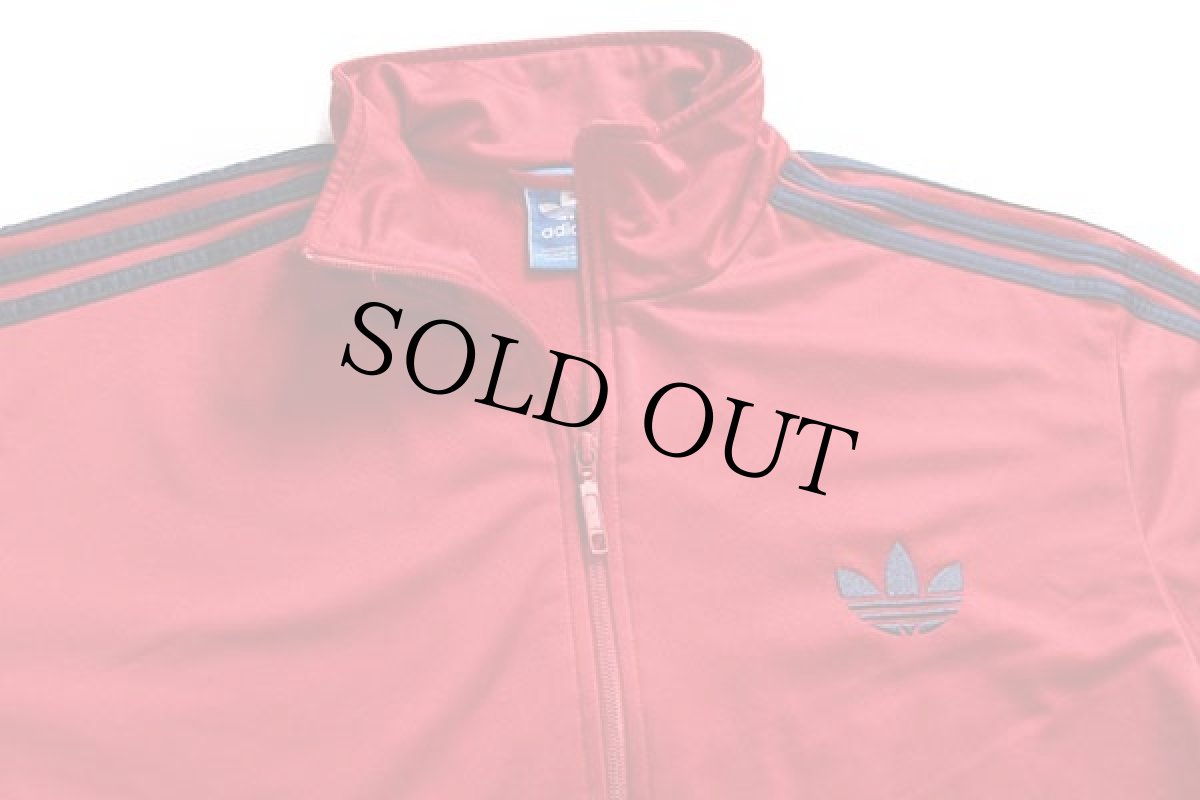 画像3: adidasアディダス トレフォイル ロゴ刺繍 トラックジャケット 濃赤×紺 XL★ジャージ (3)