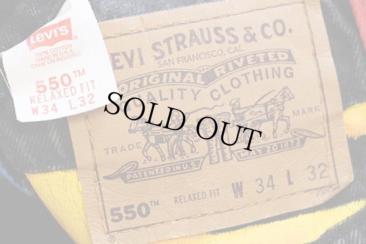 画像6: 90s USA製 Levi'sリーバイス 550 ハンドペイント ブラック デニムパンツ w34 L32 (6)