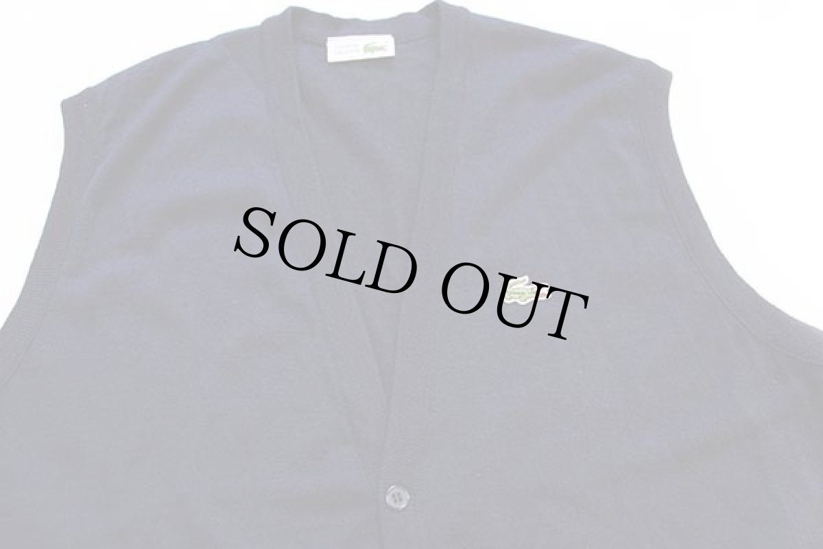 画像3: 70s フランス製 CHEMISE LACOSTE ラコステ ワンポイント ウールニット ベスト カーディガン 紺 6 (3)