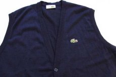 画像3: 70s フランス製 CHEMISE LACOSTE ラコステ ワンポイント ウールニット ベスト カーディガン 紺 6 (3)