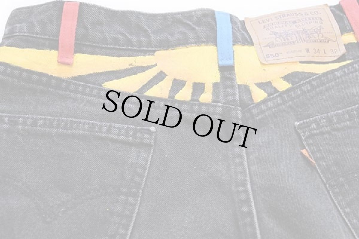 画像8: 90s USA製 Levi'sリーバイス 550 ハンドペイント ブラック デニムパンツ w34 L32 (8)
