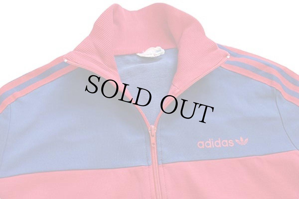 画像3: 80s adidasアディダス トレフォイル ロゴ ツートン ハイネック トラックジャケット 紺×赤 L★ジャージ (3)
