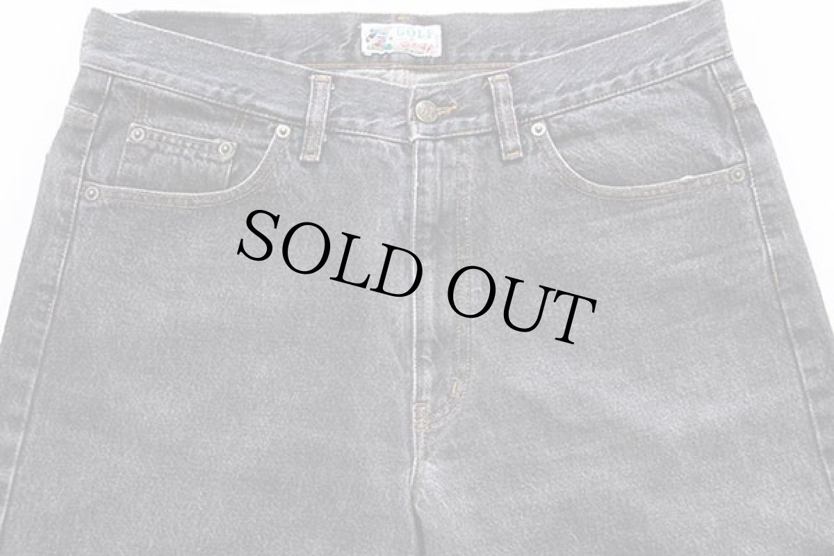 画像4: 90s イタリア製 Disneyディズニー GOLF ミッキー マウス 刺繍 先染め ブラック デニムパンツ 52 (4)