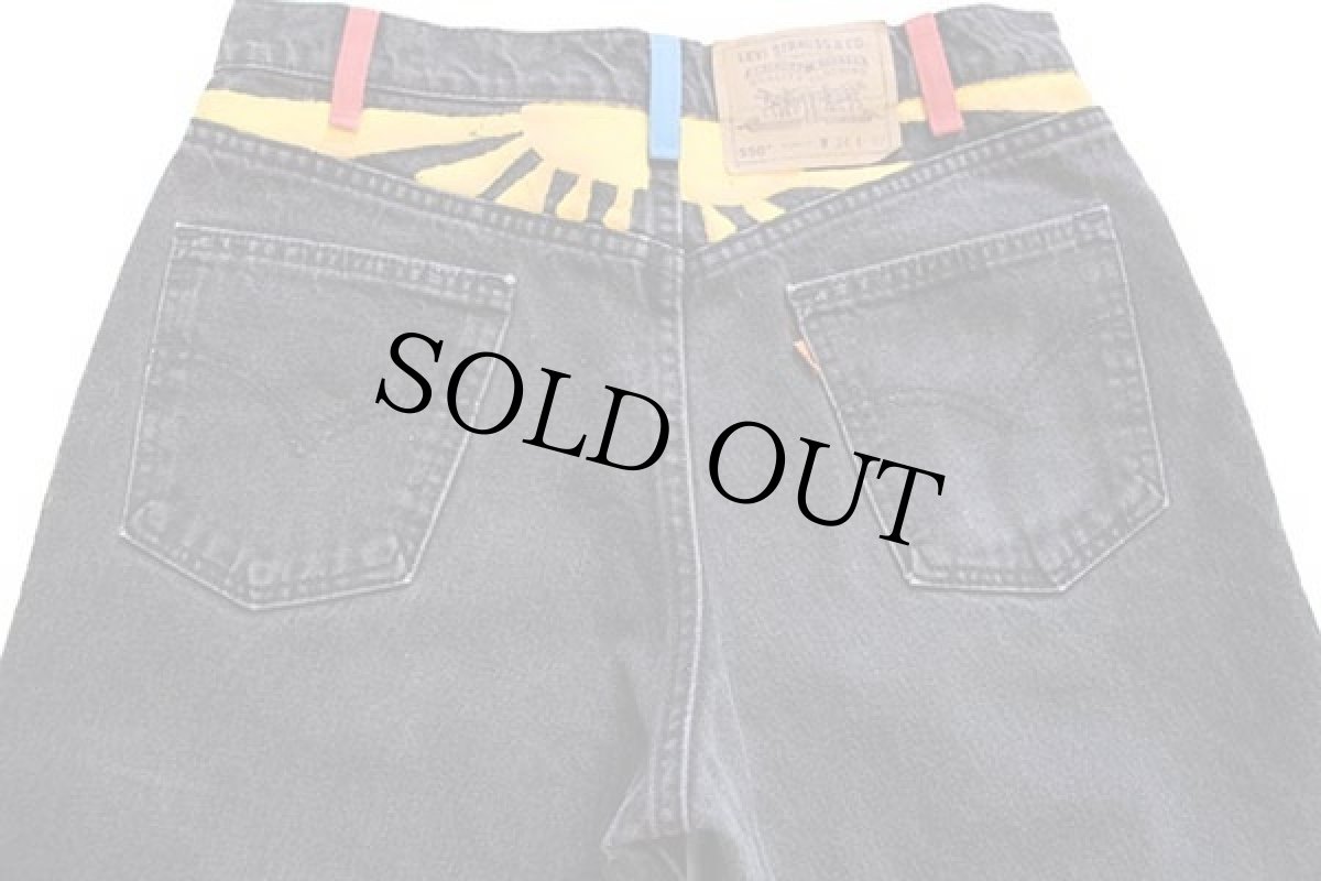 画像5: 90s USA製 Levi'sリーバイス 550 ハンドペイント ブラック デニムパンツ w34 L32 (5)