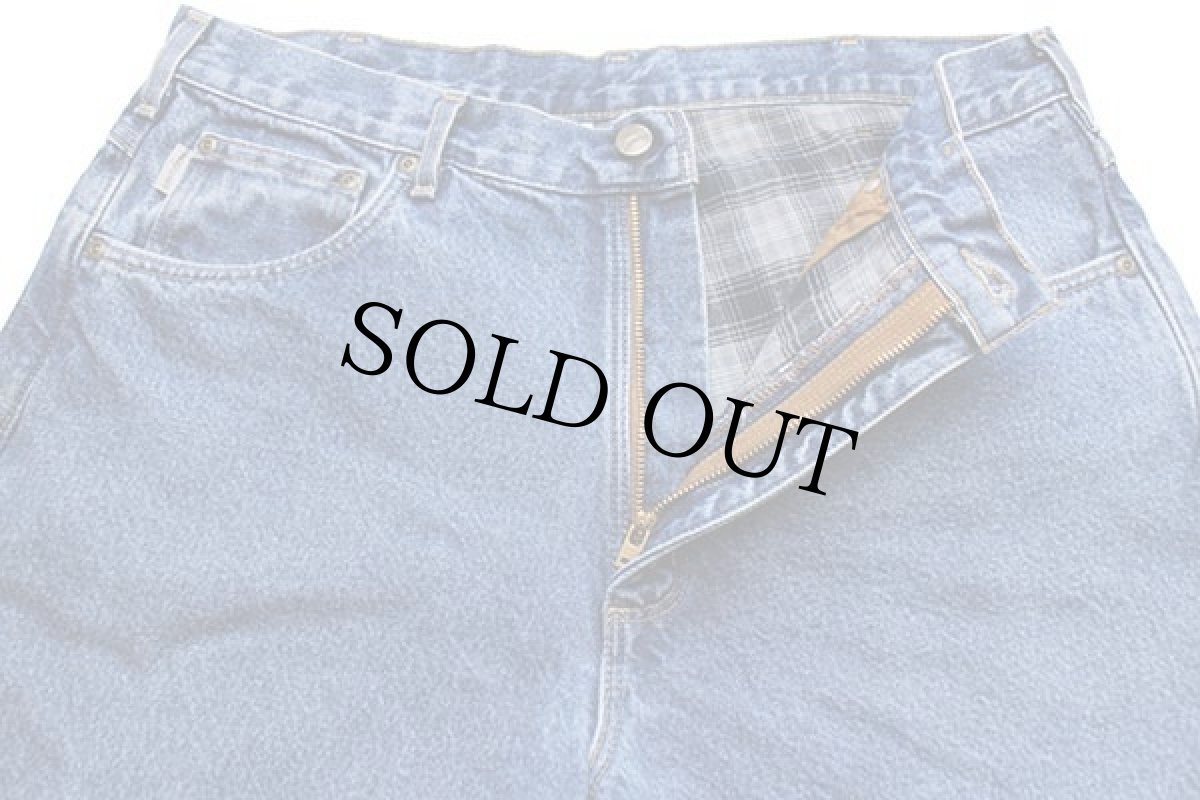 画像4: 00s メキシコ製 carharttカーハート チェック ネルライナー デニムパンツ w36★SDP1739 (4)