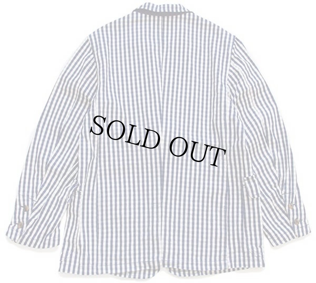 画像2: 80s イタリア製 valentino パッチ付き ギンガムチェック 2つボタン コットン キャンバス テーラードジャケット 紺×白 40 (2)