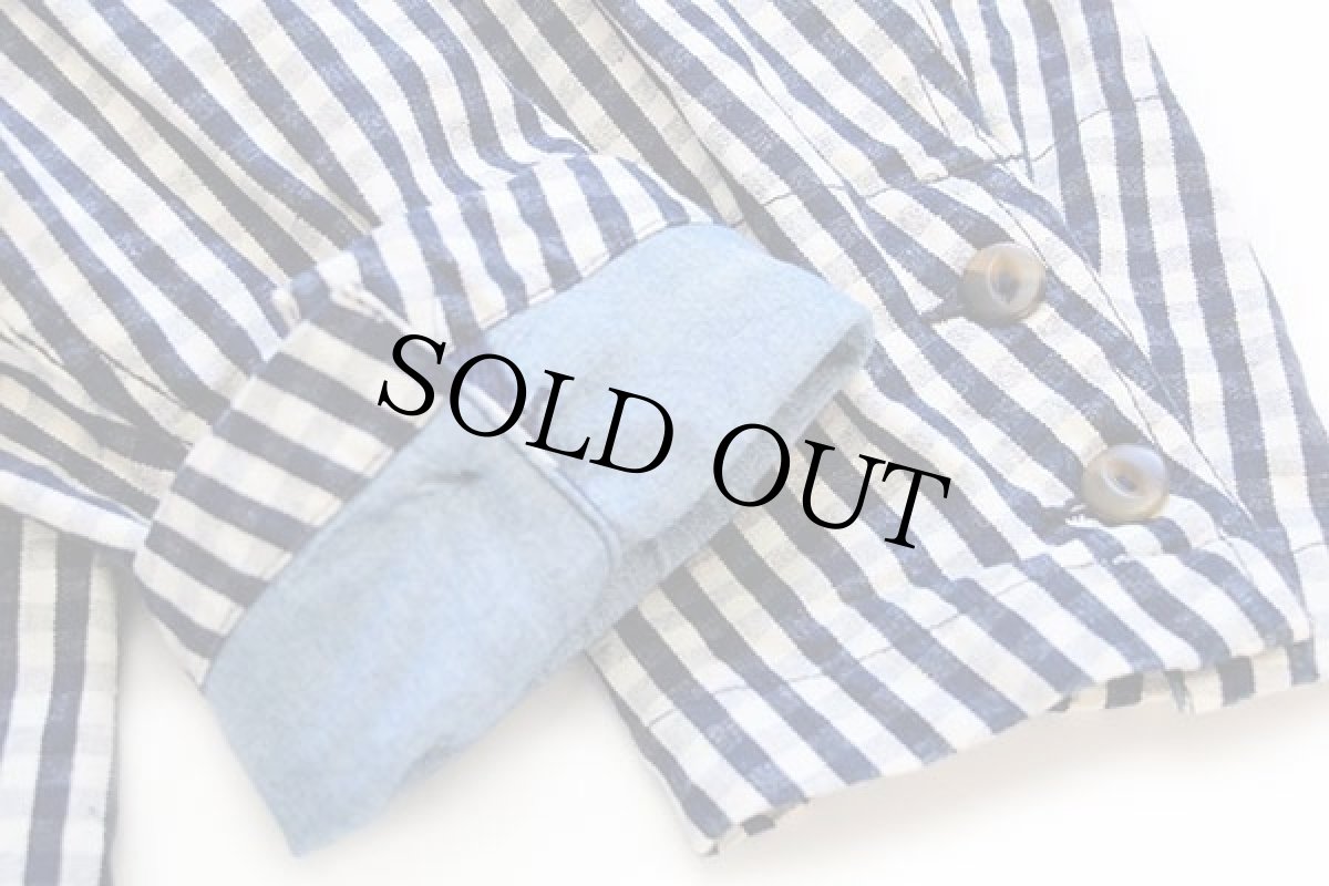 画像7: 80s イタリア製 valentino パッチ付き ギンガムチェック 2つボタン コットン キャンバス テーラードジャケット 紺×白 40 (7)