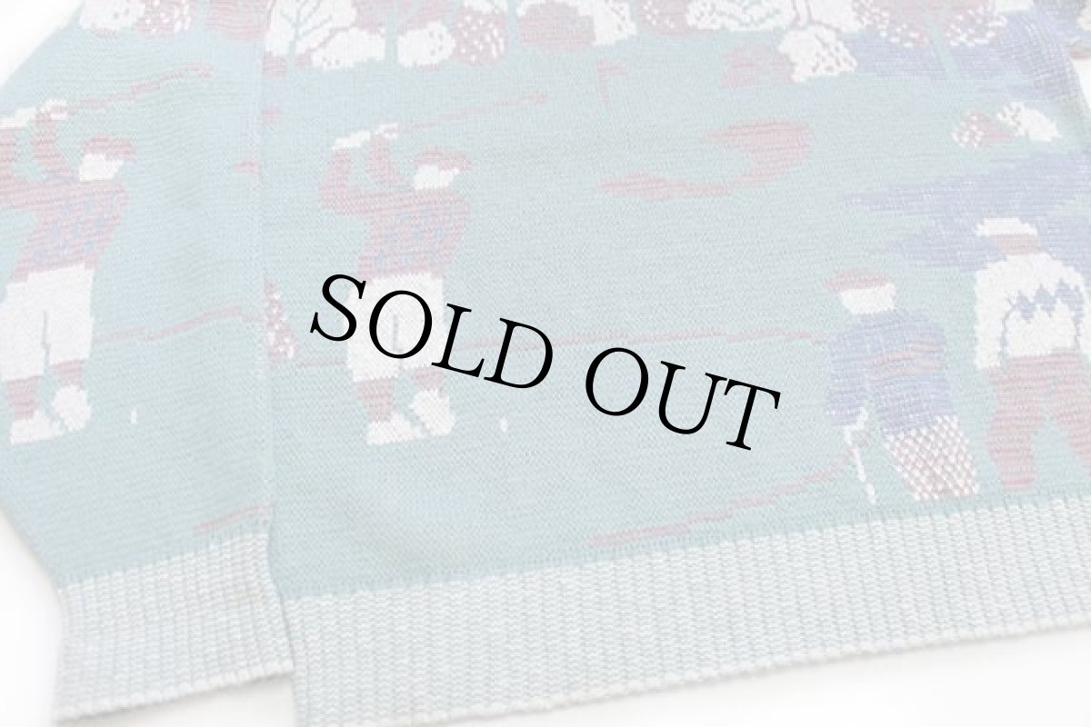 画像5: 90s USA製 WATERFRONT WORKSHOP ゴルフ柄 アート ジャガード コットンニット セーター M (5)