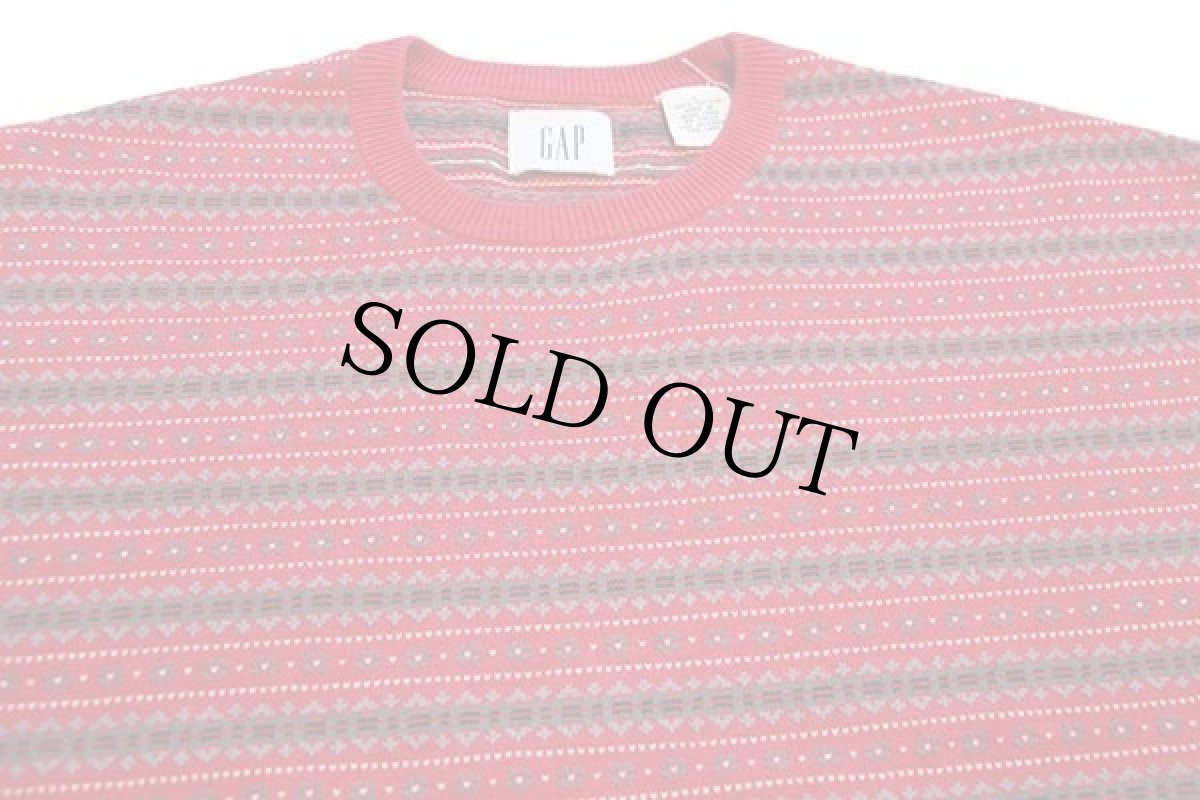 画像3: 90s GAPギャップ フェアアイル柄 ジャガード コットンニット セーター L (3)