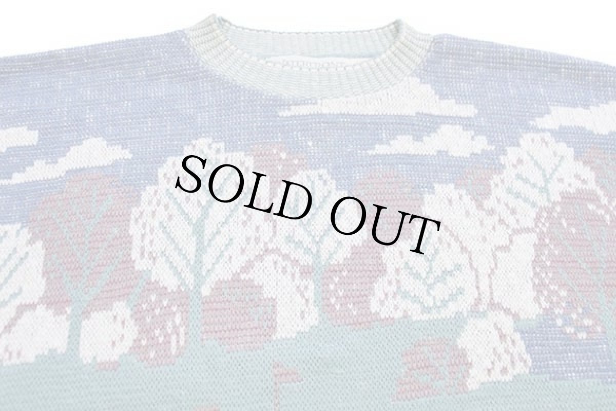 画像3: 90s USA製 WATERFRONT WORKSHOP ゴルフ柄 アート ジャガード コットンニット セーター M (3)