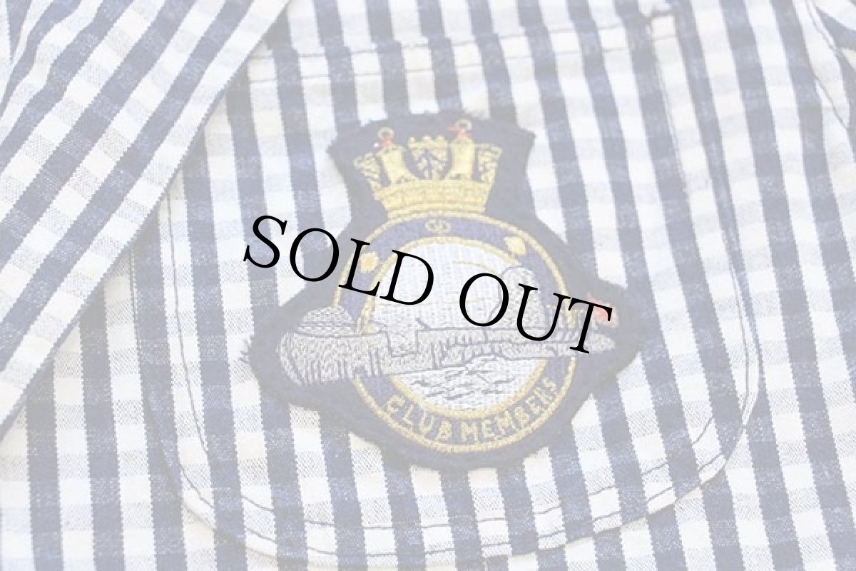 画像6: 80s イタリア製 valentino パッチ付き ギンガムチェック 2つボタン コットン キャンバス テーラードジャケット 紺×白 40 (6)