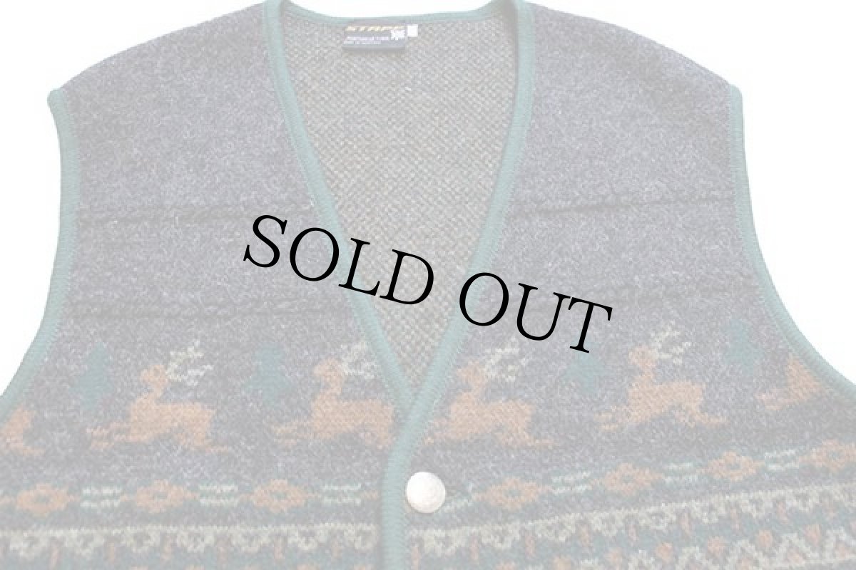 画像3: オーストリア製 STAPF 鹿柄 ノルディック柄 チロリアン ウールニット ベスト (3)