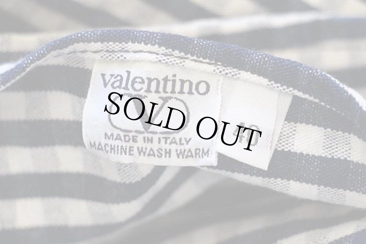 画像5: 80s イタリア製 valentino パッチ付き ギンガムチェック 2つボタン コットン キャンバス テーラードジャケット 紺×白 40 (5)