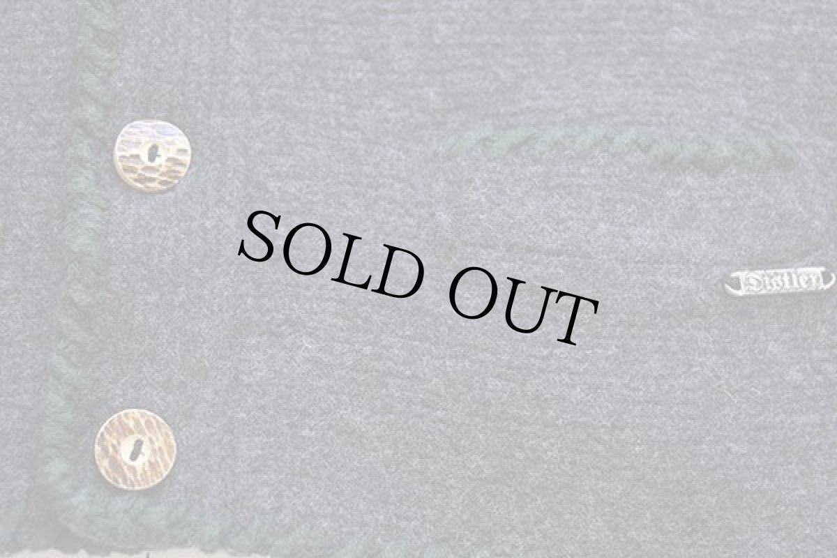 画像6: Distler 鹿角ボタン ノーカラー チロリアン ウールニット ベスト チャコールグレー L (6)