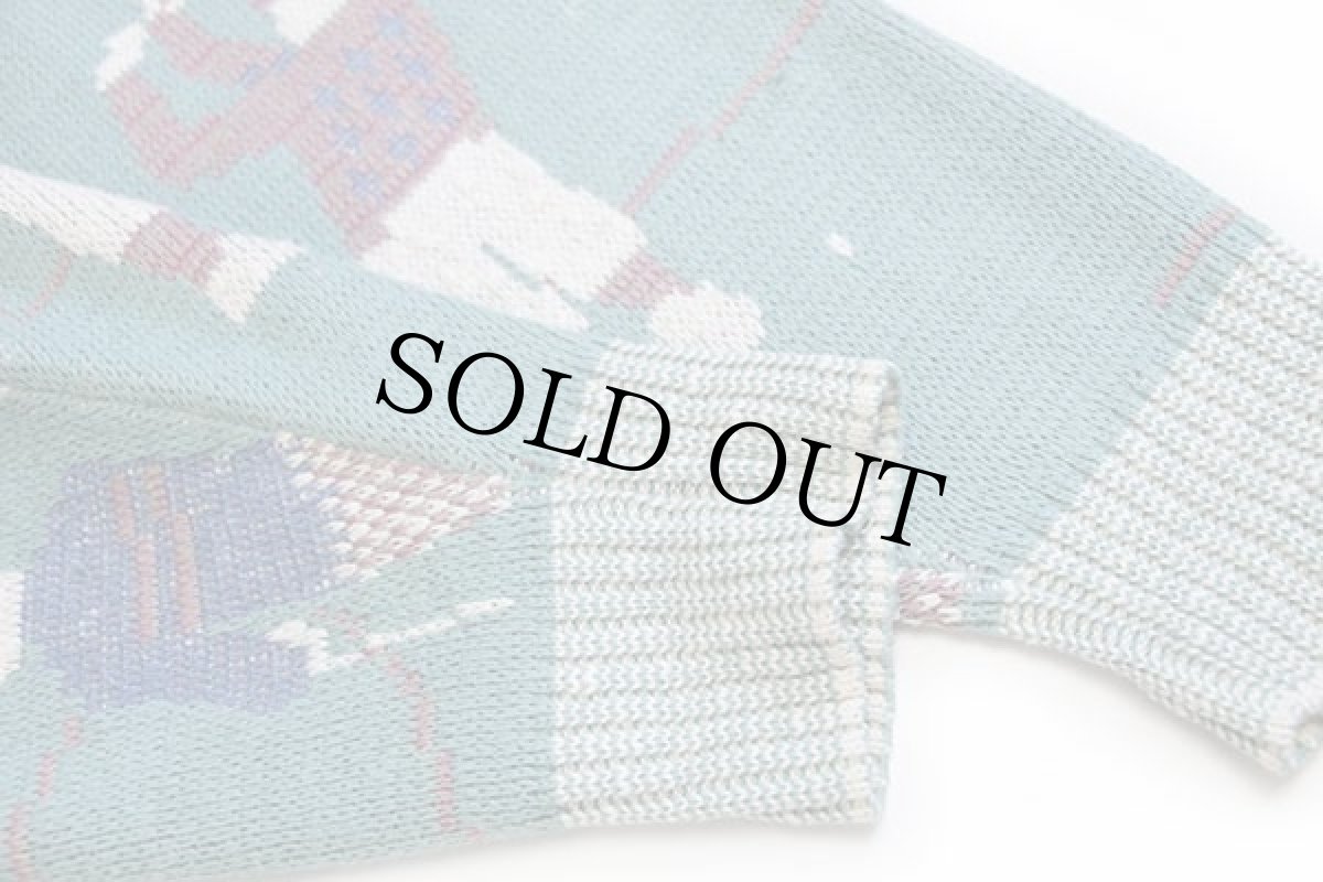 画像6: 90s USA製 WATERFRONT WORKSHOP ゴルフ柄 アート ジャガード コットンニット セーター M (6)