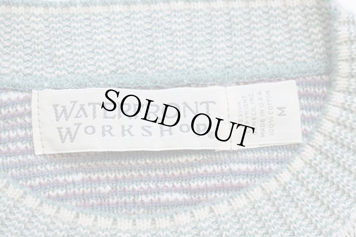 画像4: 90s USA製 WATERFRONT WORKSHOP ゴルフ柄 アート ジャガード コットンニット セーター M (4)