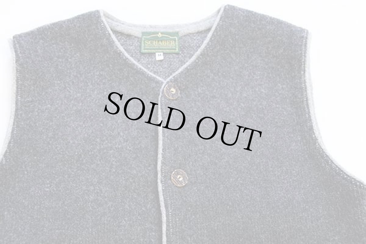 画像3: EU製 SCHABER VORHAUSER FRUITS&CO ノーカラー チロリアン ウールニット ベスト カーディガン チャコールグレー M (3)
