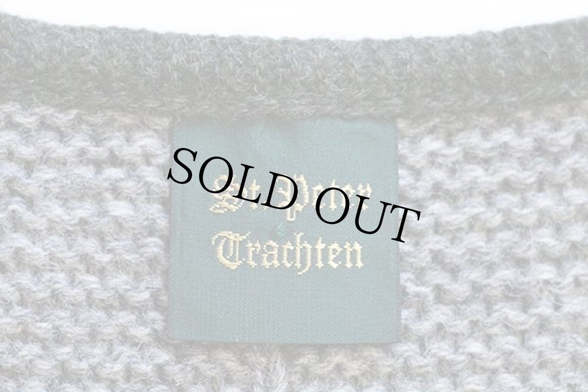 画像4: St.Peter Trachten ノーカラー チロリアン ウールニット ベスト カーディガン グレー 52 (4)