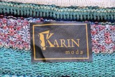 画像4: 90s KARIN moda ネイティブ柄 編み柄 コットンニット カーディガン (4)