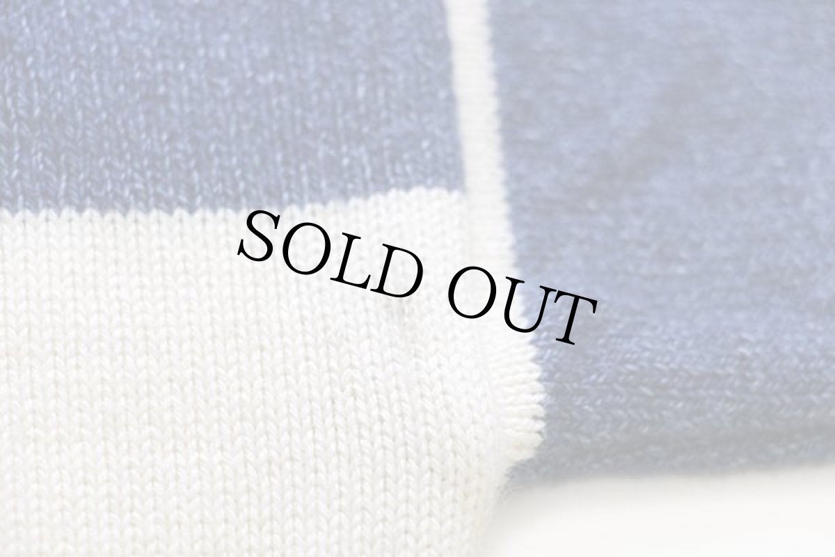 画像7: 90s 英国製 TOM WALING 太ボーダー DEN-M-NIT インディゴ染め コットンニット セーターL (7)