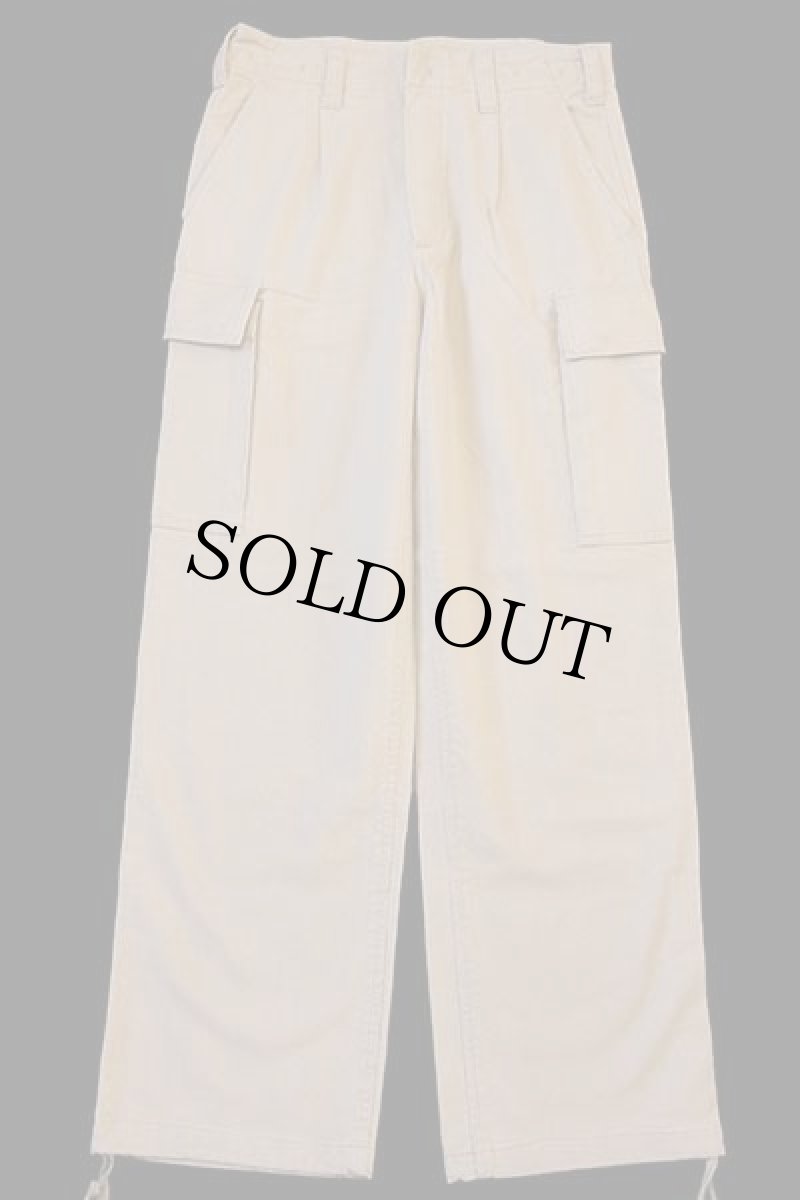 画像2: 90s ドイツ軍 ワンタック コットン モールスキン カーゴパンツ ベージュ 0★B (2)