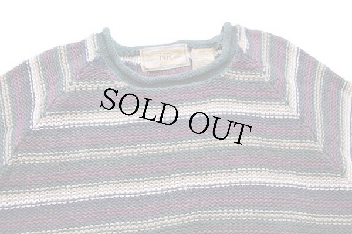 画像3: 90s NEW RIVER ラグ柄 ロールネック ラミー×コットンニット セーター M (3)