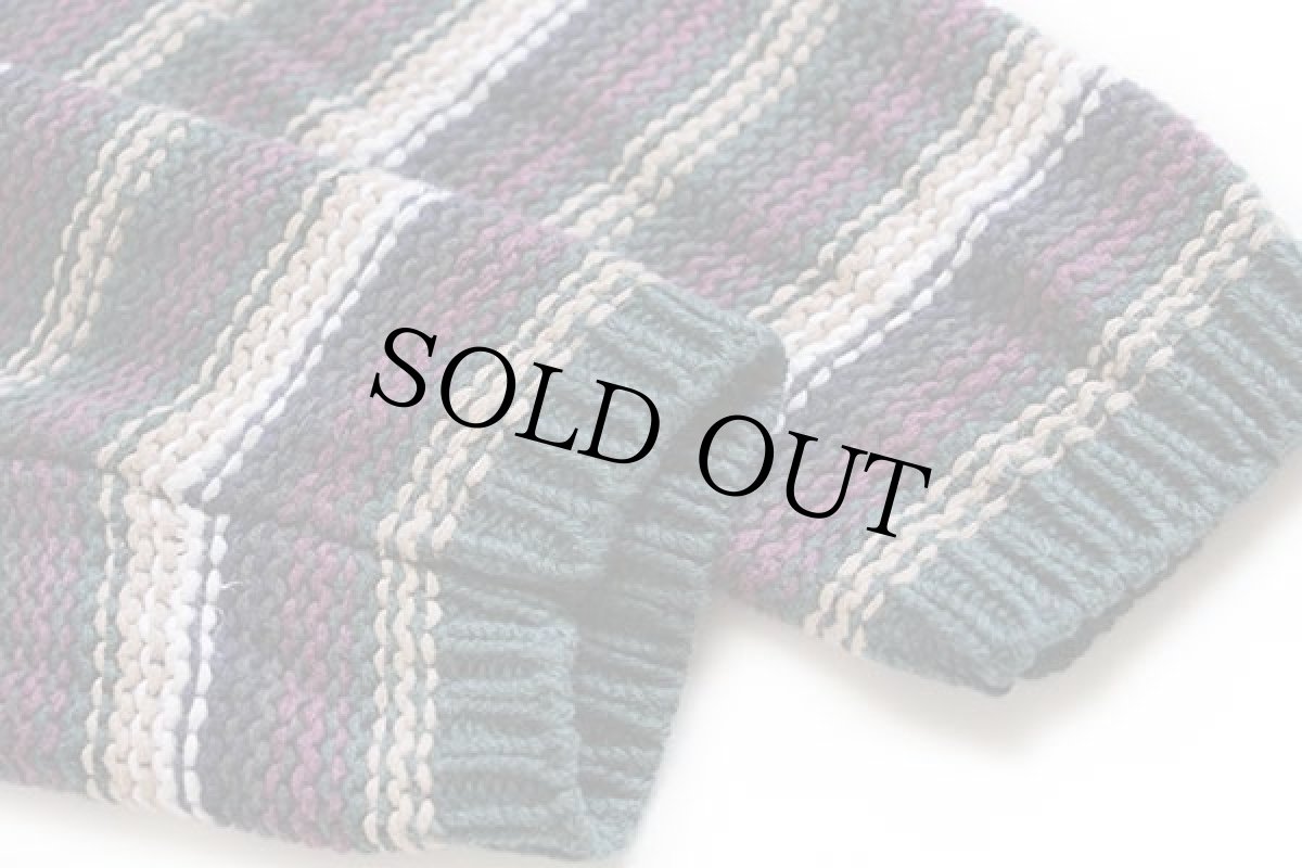 画像6: 90s NEW RIVER ラグ柄 ロールネック ラミー×コットンニット セーター M (6)