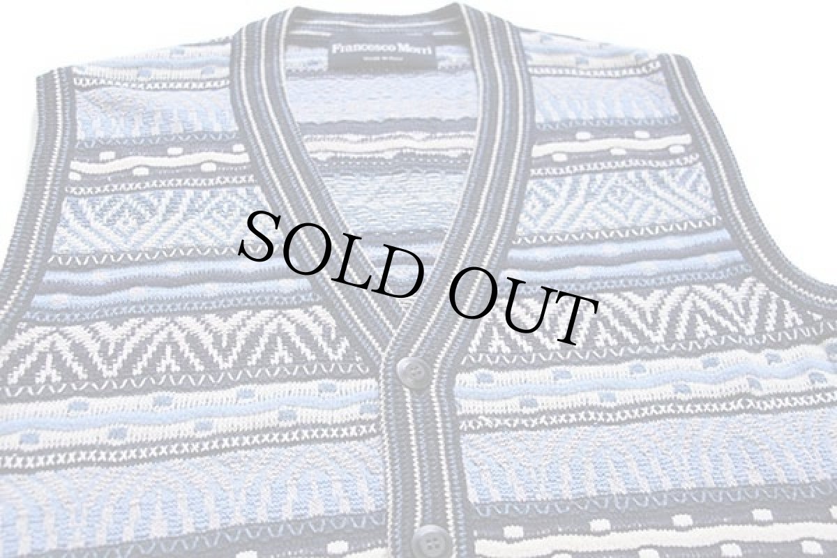 画像3: 90s イタリア製 Francesco Morri 編み柄 コットン×アクリルニット ベスト カーディガン (3)