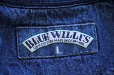 画像4: 90s デンマーク製 BLUE WILLI'S 襟付き デニム 切り替え コットンニット セーター インディゴ L (4)