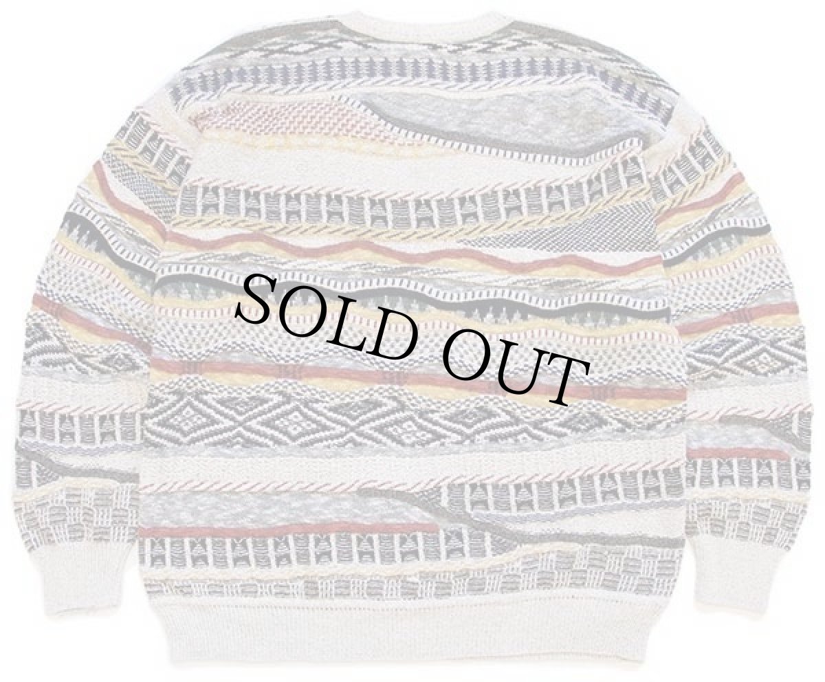 画像2: 90s イタリア製 A&E 3D 立体編み Vネック コットンニット セーター (2)