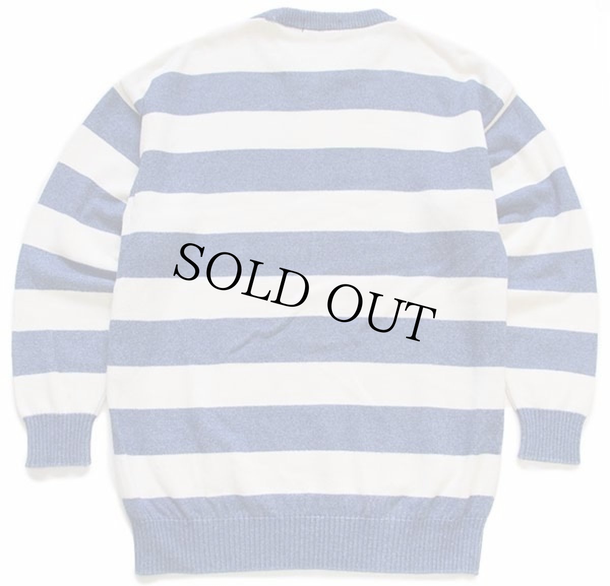 画像2: 90s 英国製 TOM WALING 太ボーダー DEN-M-NIT インディゴ染め コットンニット セーターL (2)