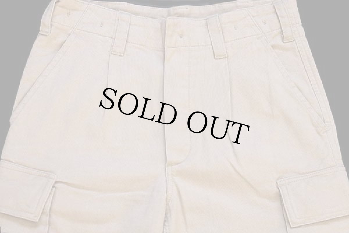 画像4: 90s ドイツ軍 ワンタック コットン モールスキン カーゴパンツ ベージュ 0★A (4)