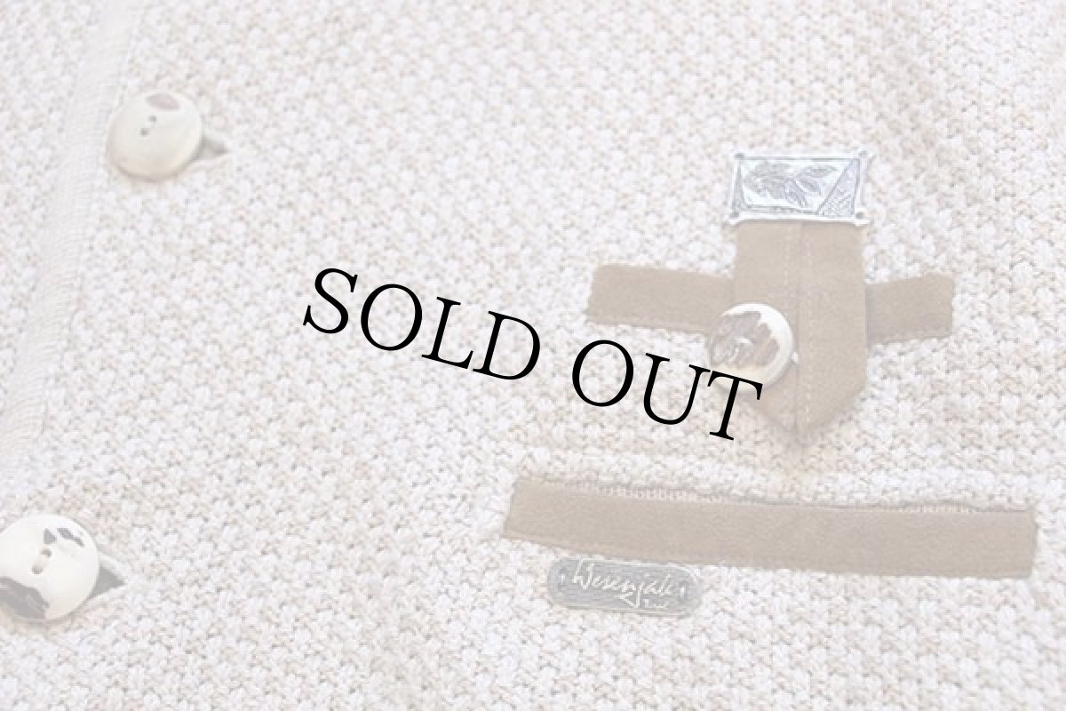 画像6: オーストリア製 Wesenjak 鹿角ボタン チロリアン コットン×リネンニット ベスト カーディガン ベージュ 58 (6)