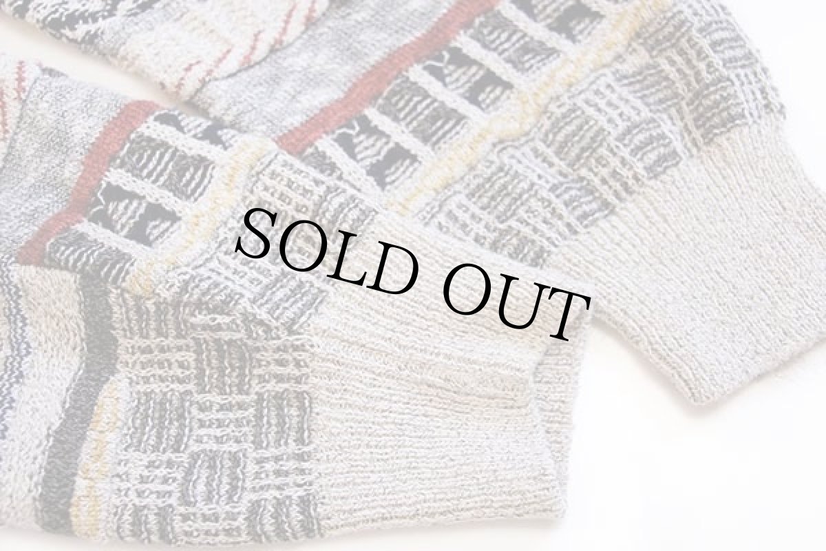 画像6: 90s イタリア製 A&E 3D 立体編み Vネック コットンニット セーター (6)