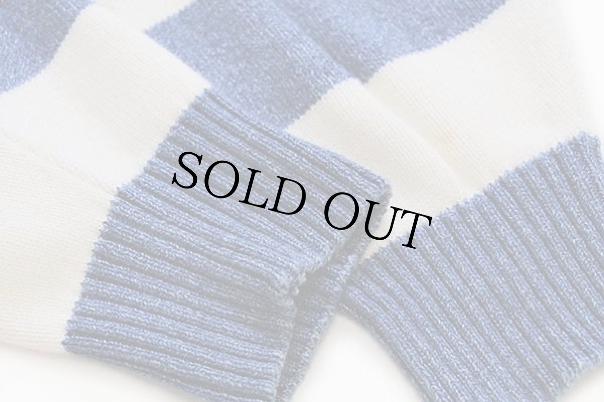 画像6: 90s 英国製 TOM WALING 太ボーダー DEN-M-NIT インディゴ染め コットンニット セーターL (6)