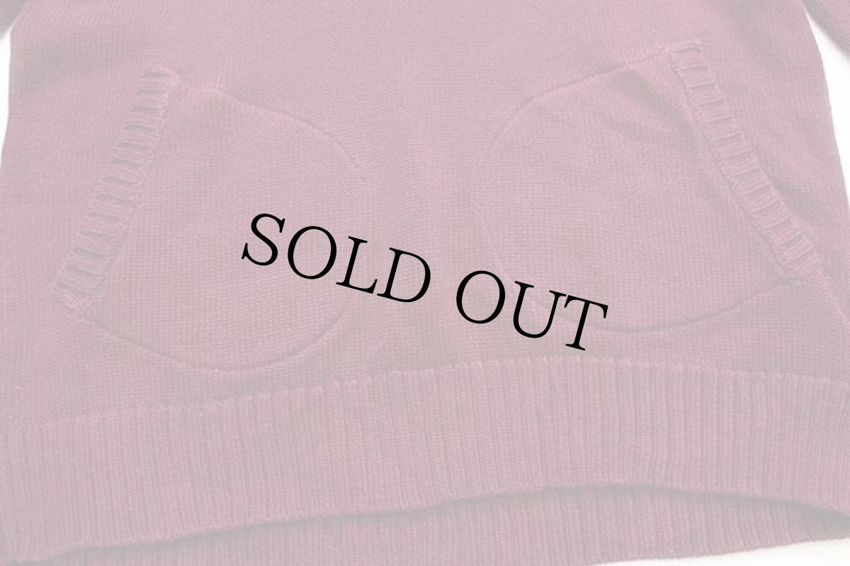 画像6: 00s RUGBY ラルフローレン パッチ付き パチポケ ショールカラー コットンニット レタードセーター バーガンディ M (6)