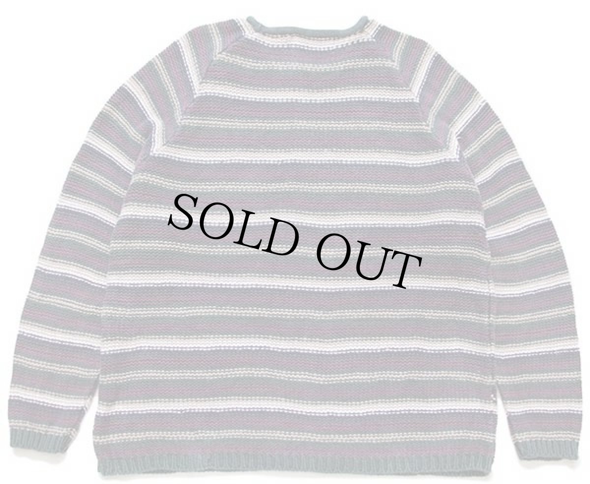 画像2: 90s NEW RIVER ラグ柄 ロールネック ラミー×コットンニット セーター M (2)