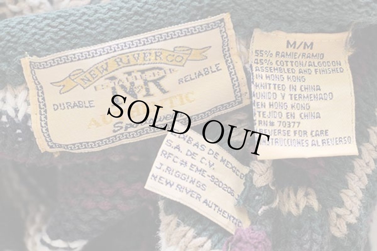 画像4: 90s NEW RIVER ラグ柄 ロールネック ラミー×コットンニット セーター M (4)