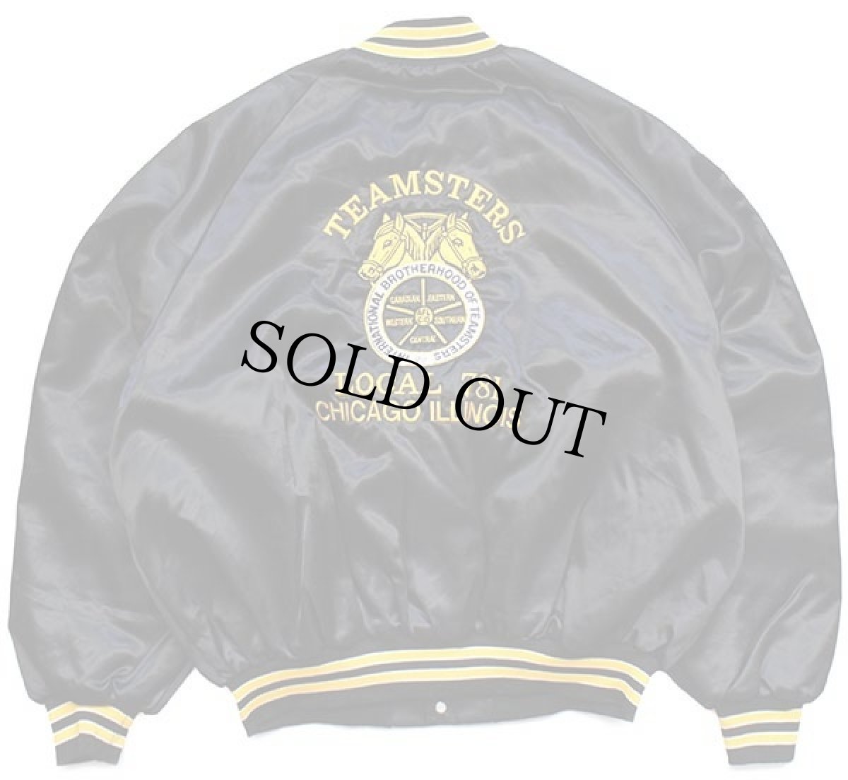 画像2: 90s USA製 King Louieキングルイ TEAMSTERS 星条旗 刺繍 キルティングライナー ナイロンスタジャン 黒 XXL★特大 (2)