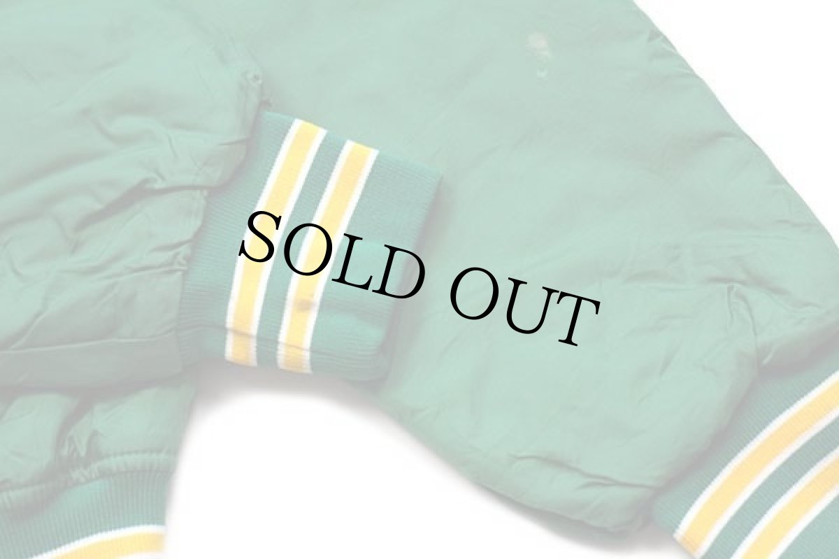 画像8: 90s USA製 Knights of Columbus Irish Hills Council 6223 刺繍 キルティングライナー ナイロンスタジャン 緑 L (8)