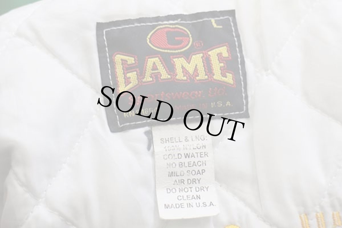 画像4: 90s USA製 Knights of Columbus Irish Hills Council 6223 刺繍 キルティングライナー ナイロンスタジャン 緑 L (4)