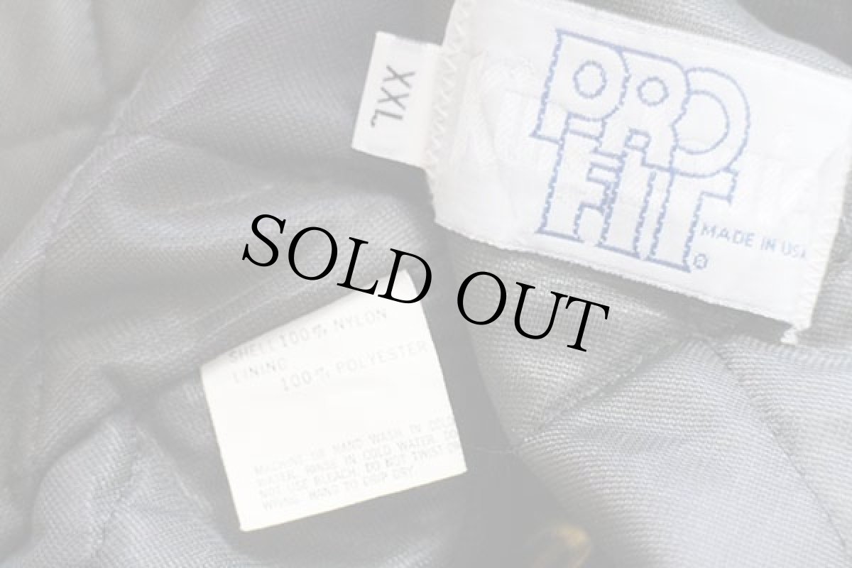 画像4: 90s USA製 King Louieキングルイ TEAMSTERS 星条旗 刺繍 キルティングライナー ナイロンスタジャン 黒 XXL★特大 (4)