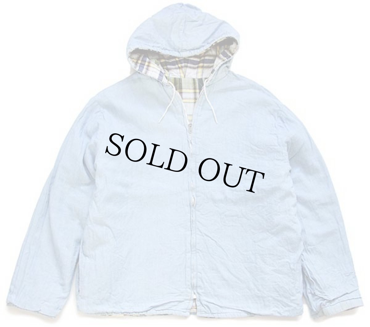 画像6: 70s UNKNOWN マドラスチェック×無地 リバーシブル コットン キルティングパーカー (6)