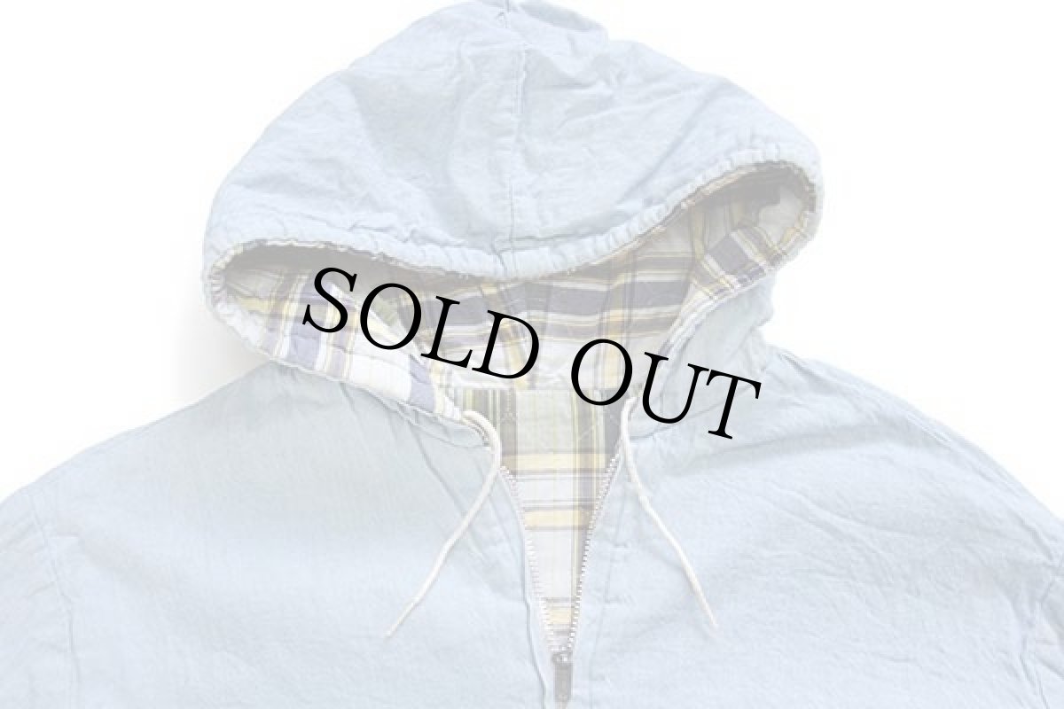 画像8: 70s UNKNOWN マドラスチェック×無地 リバーシブル コットン キルティングパーカー (8)