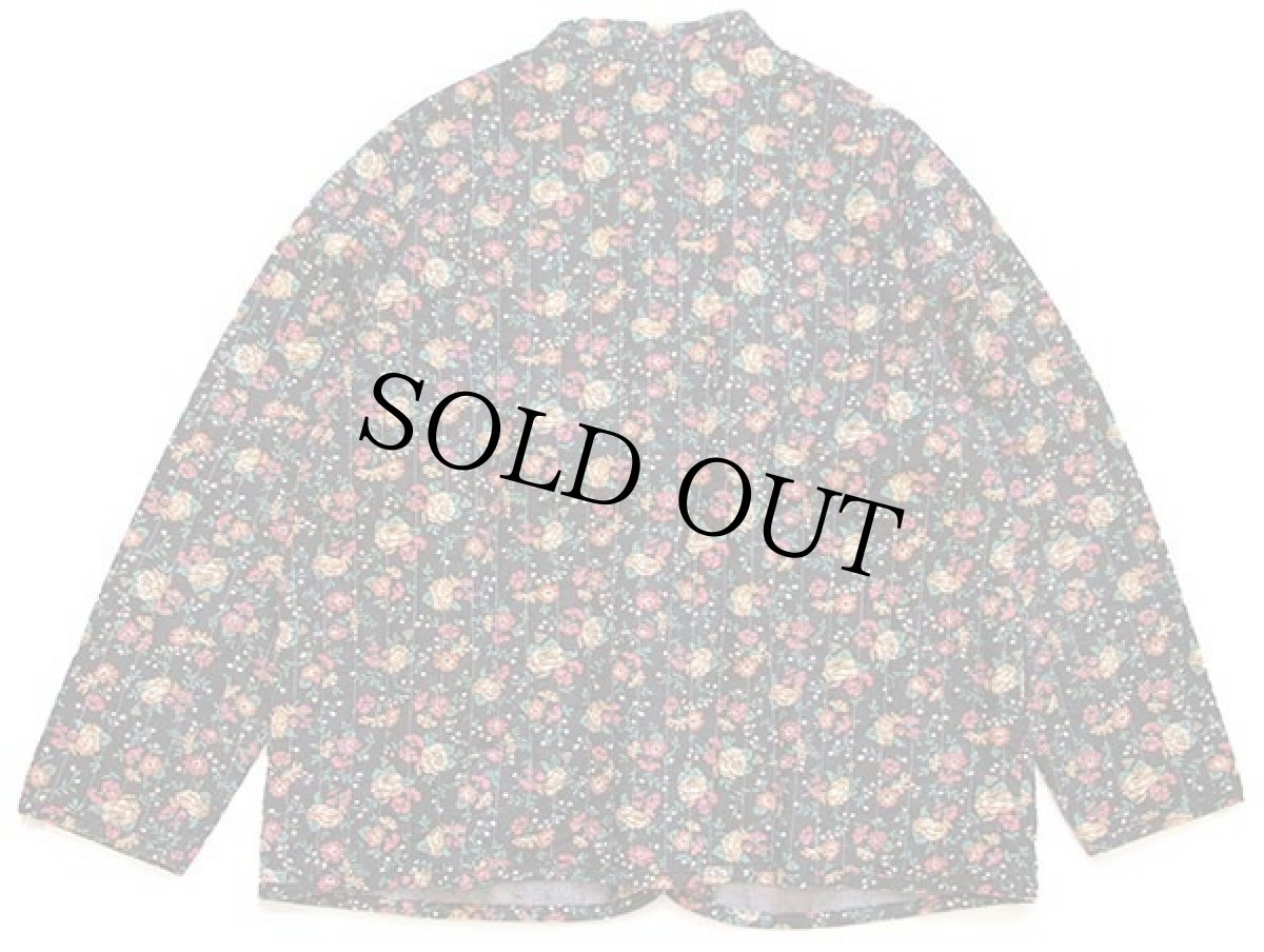 画像2: 80s HABAND 花柄 総柄 スタンドカラー キルティングジャケット 黒 42 (2)