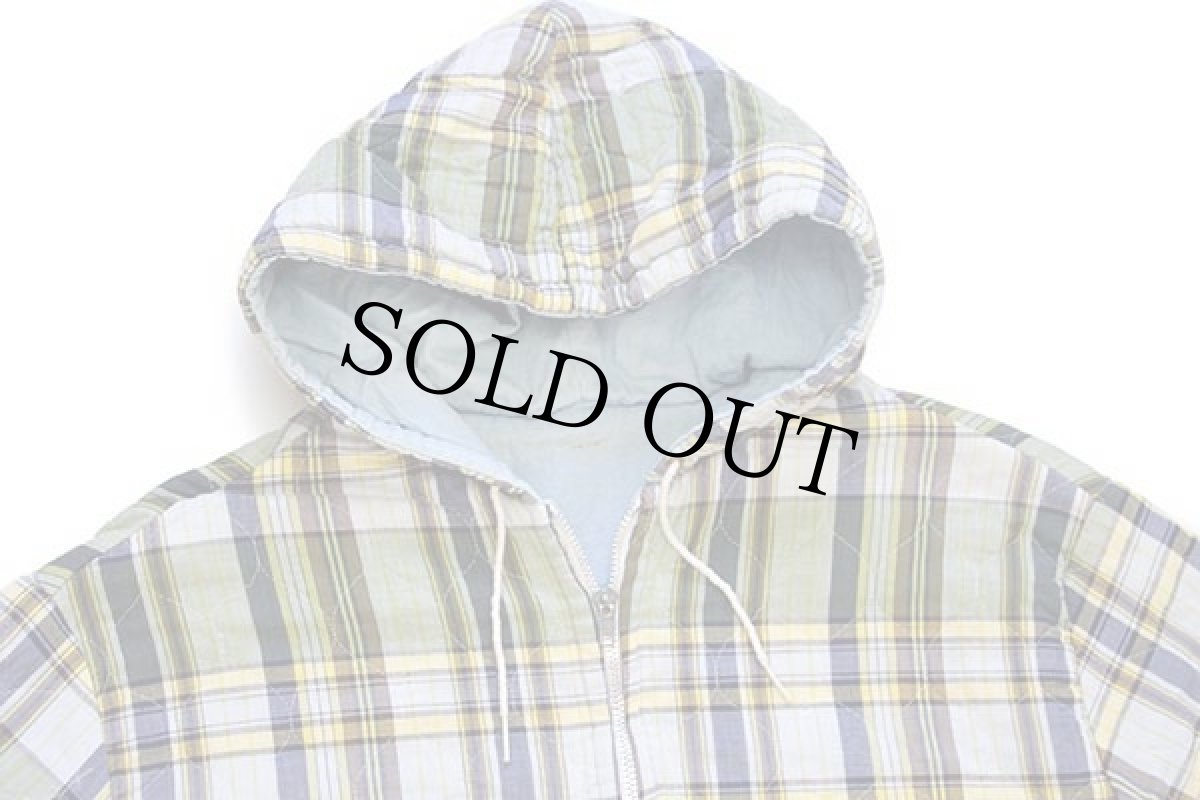 画像3: 70s UNKNOWN マドラスチェック×無地 リバーシブル コットン キルティングパーカー (3)