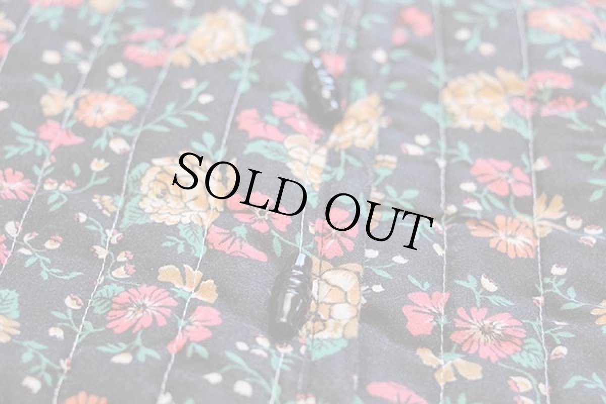 画像6: 80s HABAND 花柄 総柄 スタンドカラー キルティングジャケット 黒 42 (6)