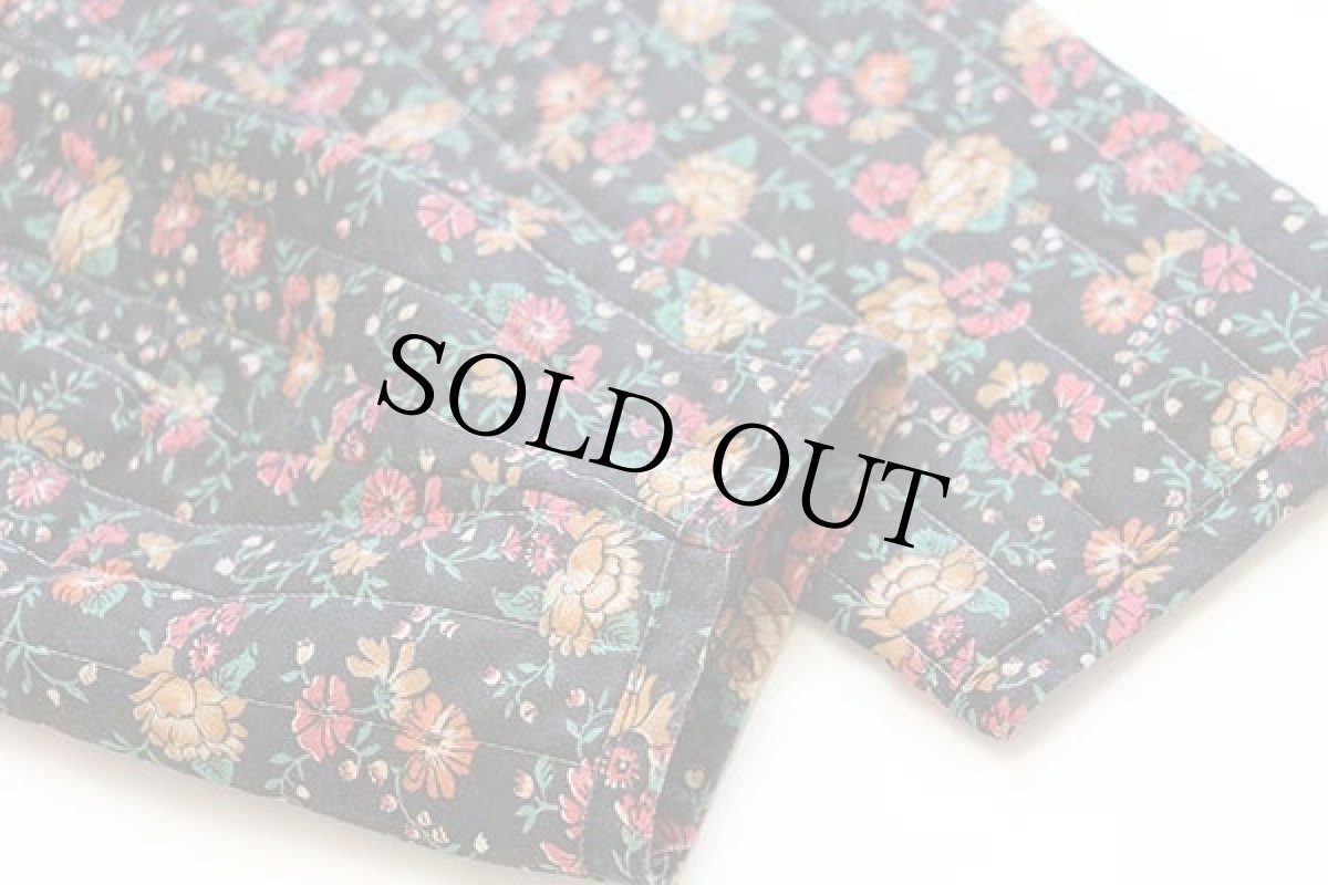 画像8: 80s HABAND 花柄 総柄 スタンドカラー キルティングジャケット 黒 42 (8)